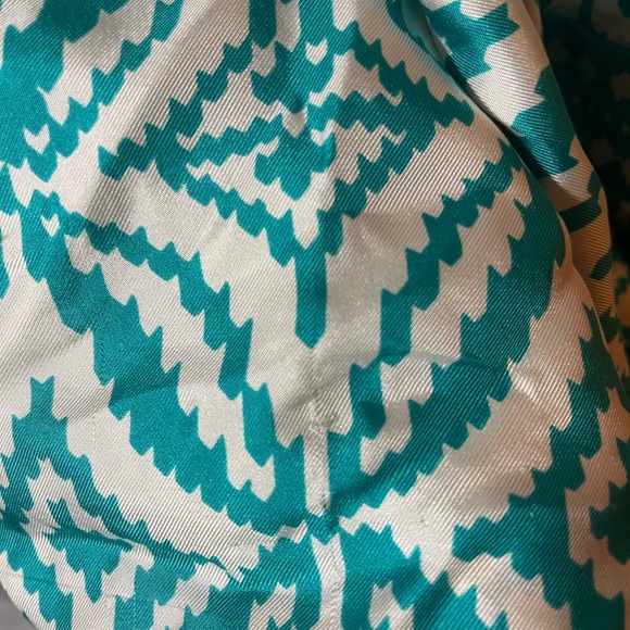 Milly Of New York Silk Dress Backless Chain Halter Sz 10 In Aqua Teal White - Picture 5 of 12